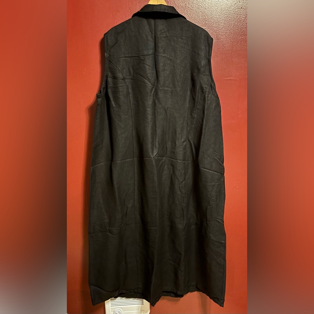 Emma James Sleeveless Button-Front Dress Women’s Size 22W Black Linen Minimalist - Picture 5 of 7